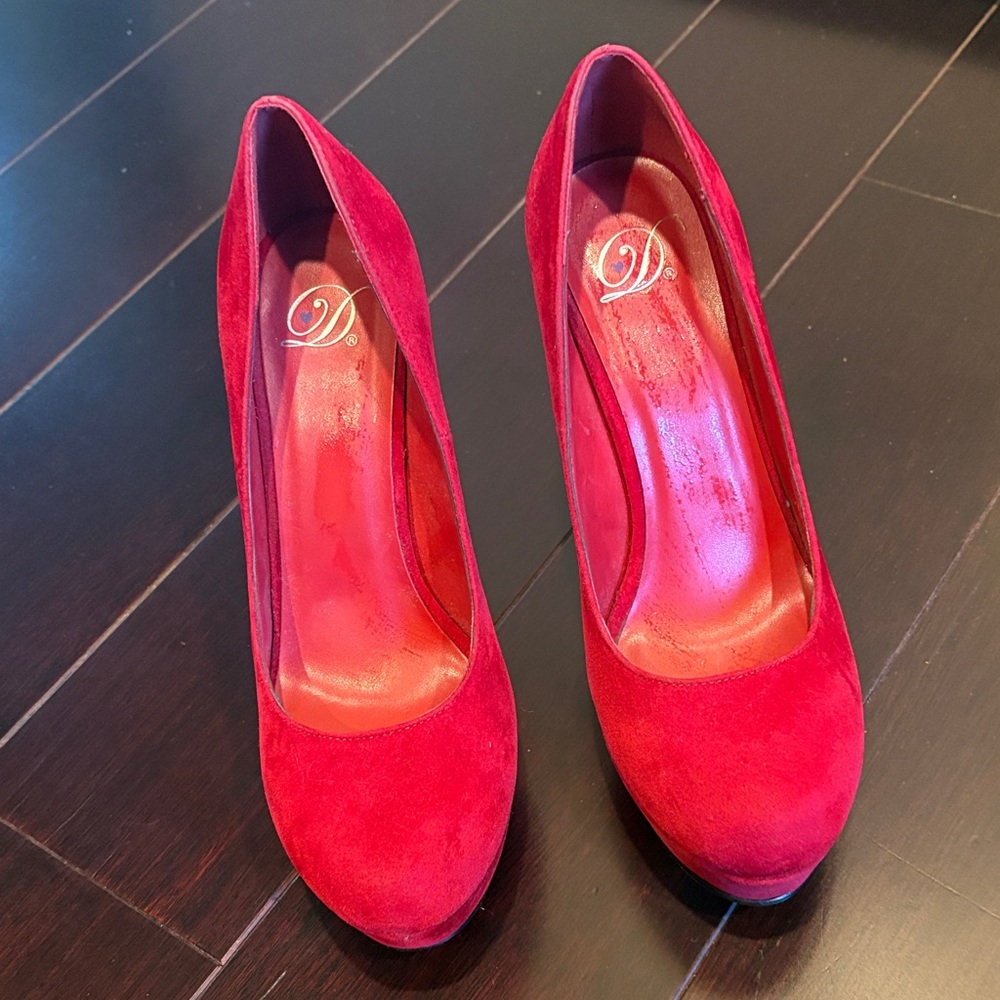 Elegant Red Suede Heels